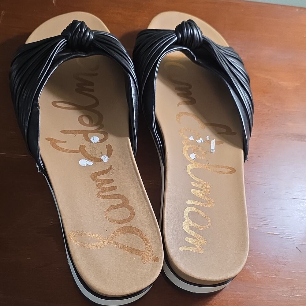 Sam Edelman Women’s Black Slide Wedge Sandals Slip-On Open Toe - Picture 2 of 3